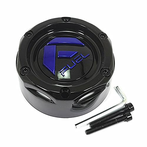 1003-42GBK Fuel Wheel Center Hub Cap Gloss Black/Blue Tint for UTV 4-Lug