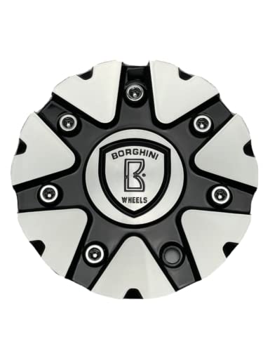 Borghini B20 Black and Machined Wheel Center Cap CSB20-2A