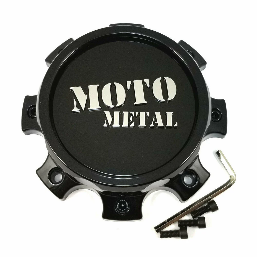 Moto Metal 1079L171FMOGB-H44 Gloss Black / Chrome Dually Front Wheel Center Cap – 8x6.5