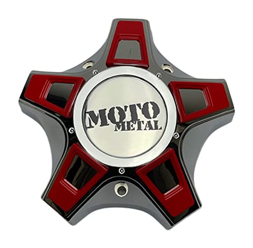 Moto Metal Wheels Cap M-952 Chrome Wheel Center Cap with Red Inserts