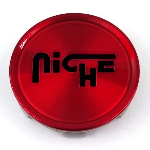 Niche Wheels 1003-24QLB Gloss Candy Red Black Logo 2.95 Snap in M118 M117 M196 Wheel Center Cap