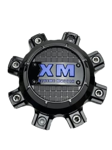 Xtreme Mudder Gloss Black Blue Logo Wheel Center Cap 0211-8X180