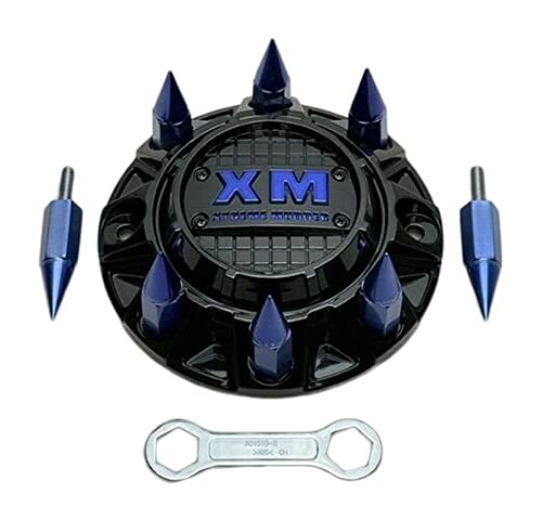 Xtreme Mudder Gloss Black Blue Spikes Wheel Center Cap A0101B