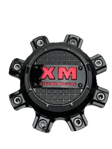 Xtreme Mudder Gloss Black Red Logo Wheel Center Cap 0211-8X180